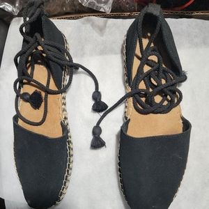 Tom's espadrilles black size 10 shoe lace up